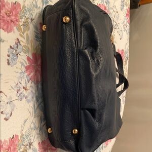 Elegant Black Leather Tote with Gold Accents